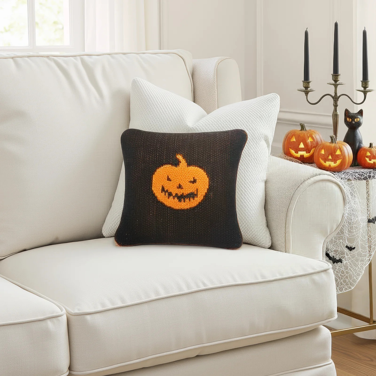 10" x 10" Pumpkin Cotton Throw Pillow | Birch Lane