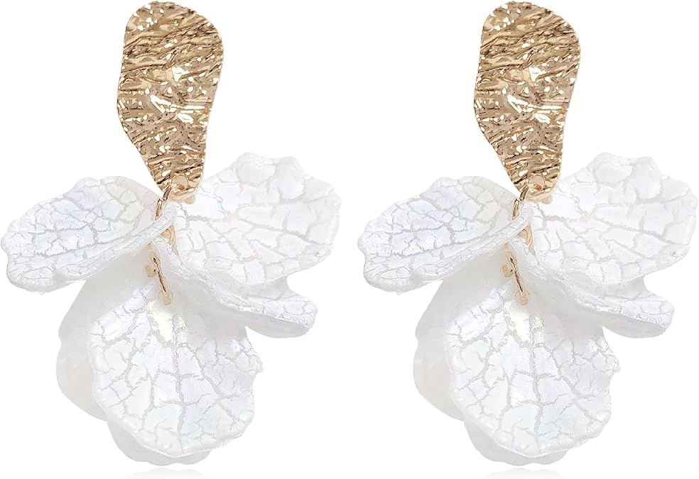 Flower Petal Earrings for Women Flower Dangle Earrings Petal Drop Dangle Earrings Wedding Floral ... | Amazon (US)