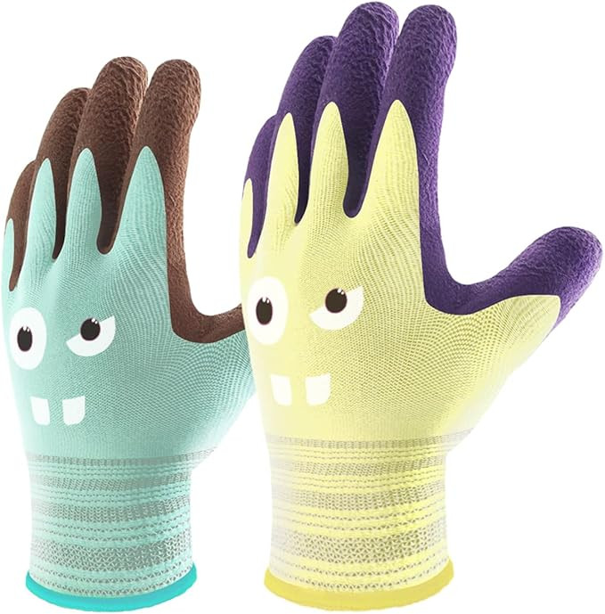 COOLJOB 2 Pairs Modal Toddler Work Gloves Ages 2-5, Rubber Coated Kids Gardening Gloves for Child... | Amazon (US)