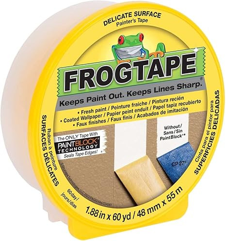 FrogTape Delicate Surface Painters Tape with PAINTBLOCK, 2 Inch Wide (1.88 In. x 60 Yds), Low Adh... | Amazon (US)