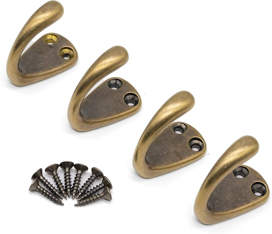 4PCS Vintage Bronze Coat and Hat Hook Classic Simple Hooks Wall Mounted Bath Stands for Hanging C... | Amazon (US)
