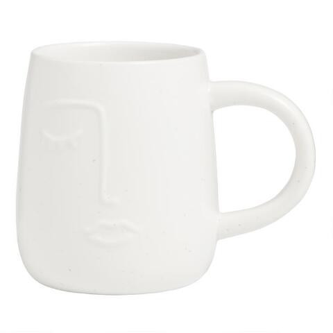 White Embossed Face Mug | World Market