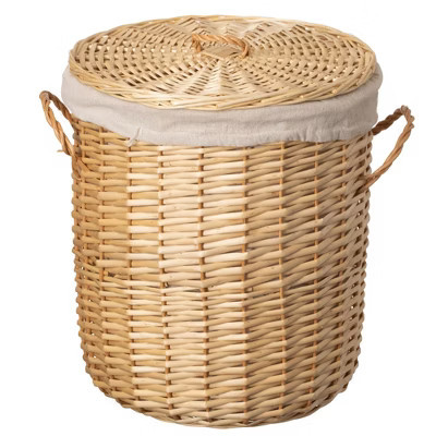 Wickerwise Large Willow Wicker Laundry Basket with Lid Side Handles & Removable Fabric Liner Natural Decorative Storage Hamper | Target