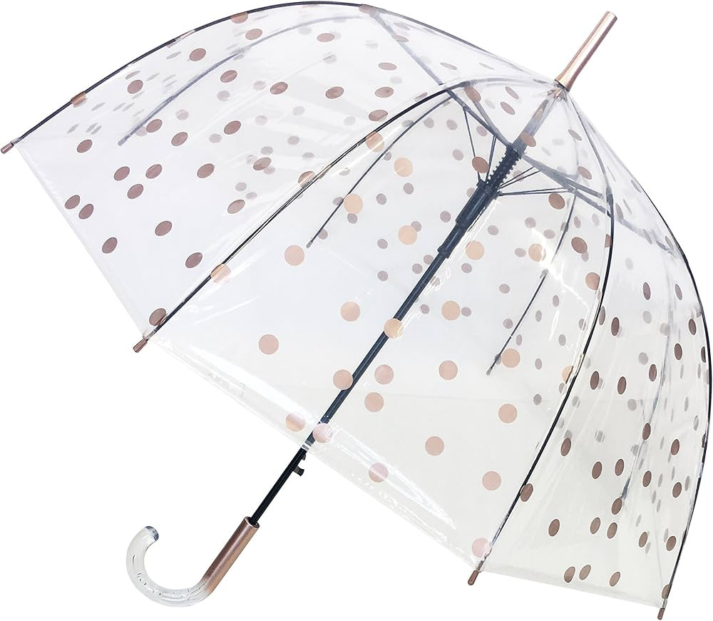 SMATI Paris - Lady’s Clear Birdcage Umbrella in Coppery Metallica color Dots – Transparent; W... | Amazon (US)