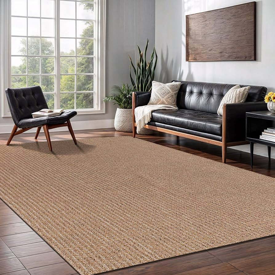 Easy Jute Rug 6x9 Indoor Outdoor Natural Rugs Solid Fiber Rug Woven Area Rug Boho Easy Clean Insi... | Amazon (US)