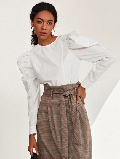 SHEIN Gigot Sleeve Solid Top | SHEIN