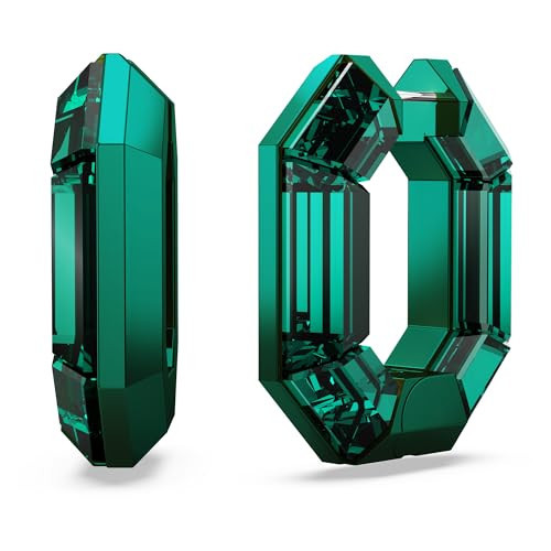 Swarovski Lucent Small Hoop Earrings, Green Octagon-Shaped Crystals, Part of the Swarovski Lucent Collection | Amazon (US)