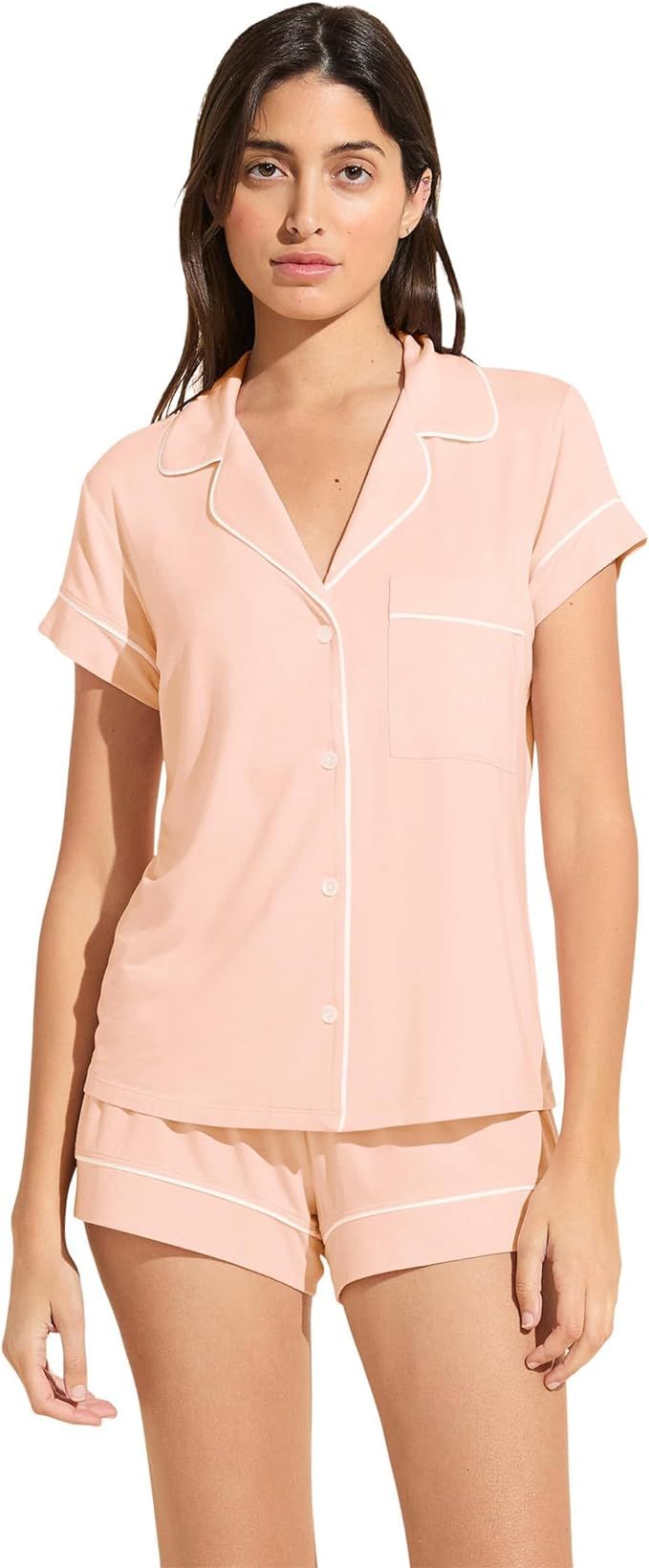 Eberjey Gisele Classic Women's Pajama Set | Short Sleeve Button Down Shirt w Front Pocket, Shorts... | Amazon (US)