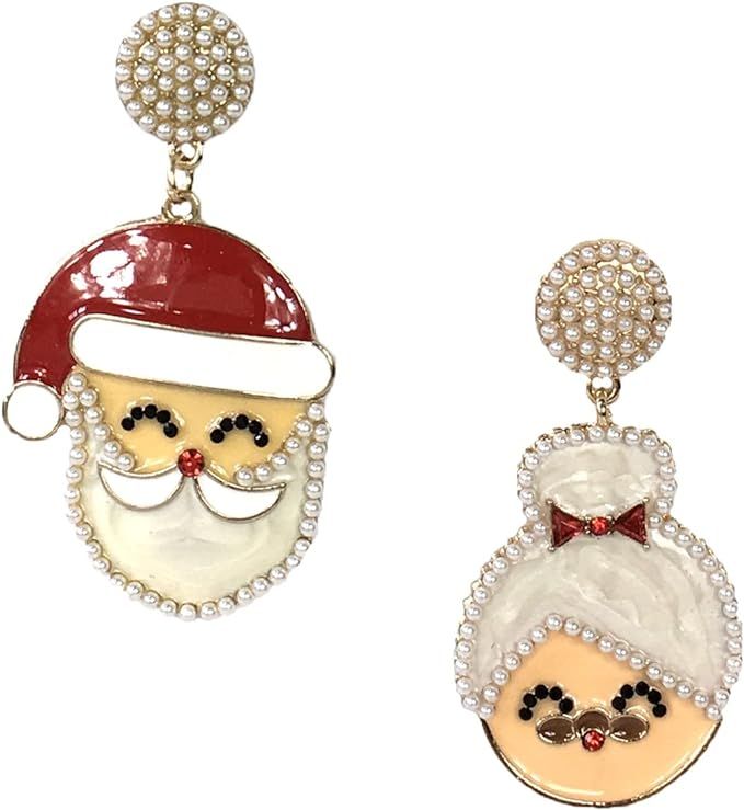 B Jewelry Collection Jolly Mr. & Mrs. Santa Claus Mismatch Holiday Earrings, Multi | Amazon (US)