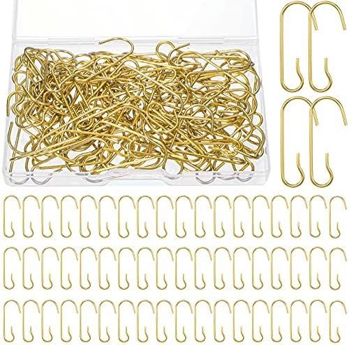 Hotop Christmas Ornament Hooks Christmas Ornament Hangers Bendable Metal Wire Hanging Hook Golden Or | Amazon (US)