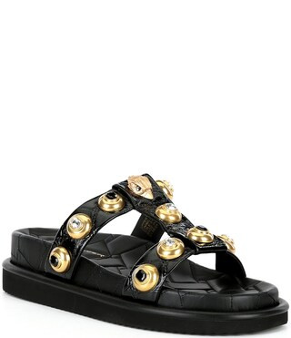 Kurt Geiger London Orson Leather Multi Studded Jewel Slide Sandals | Dillard's | Dillard's