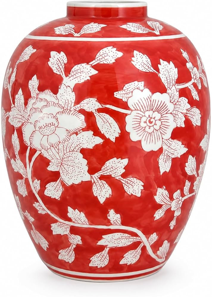 Ceramic Flower Vase, Vintage Ice Crackle Glaze Porcelain Vase for Flower Arrangement, Chinoiserie... | Amazon (US)