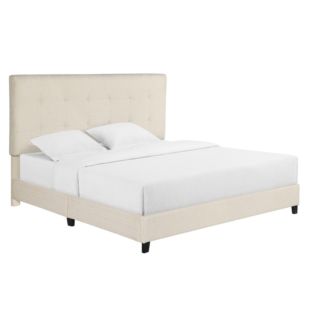 Bridger King Tufted Upholstered Platform Bed In Beige | 1stopbedrooms