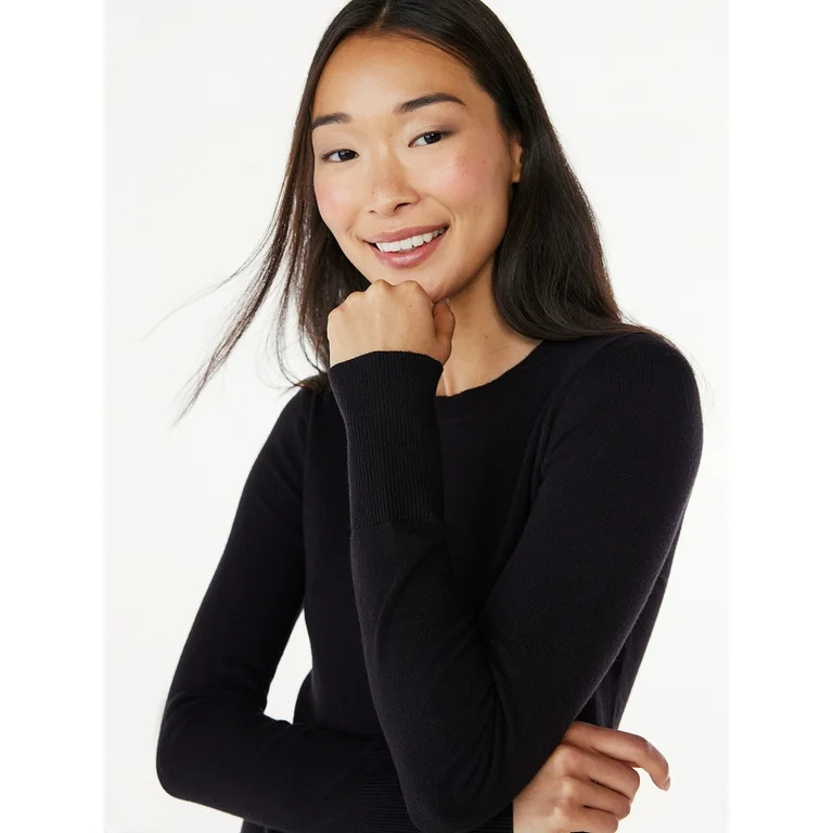 Free Assembly Women’s Crewneck Sweater with Long Sleeves, Midweight, Sizes XS-XXL - Walmart.com | Walmart (US)