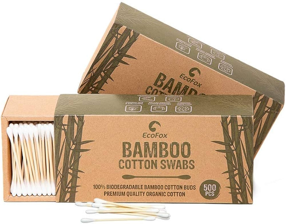 Bamboo Cotton Swabs 1000 Count | Biodegradable & Organic Wooden Cotton Buds | Double Tipped Ear S... | Amazon (US)