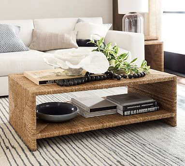 Malibu 48" Woven Coffee Table | Pottery Barn (US)