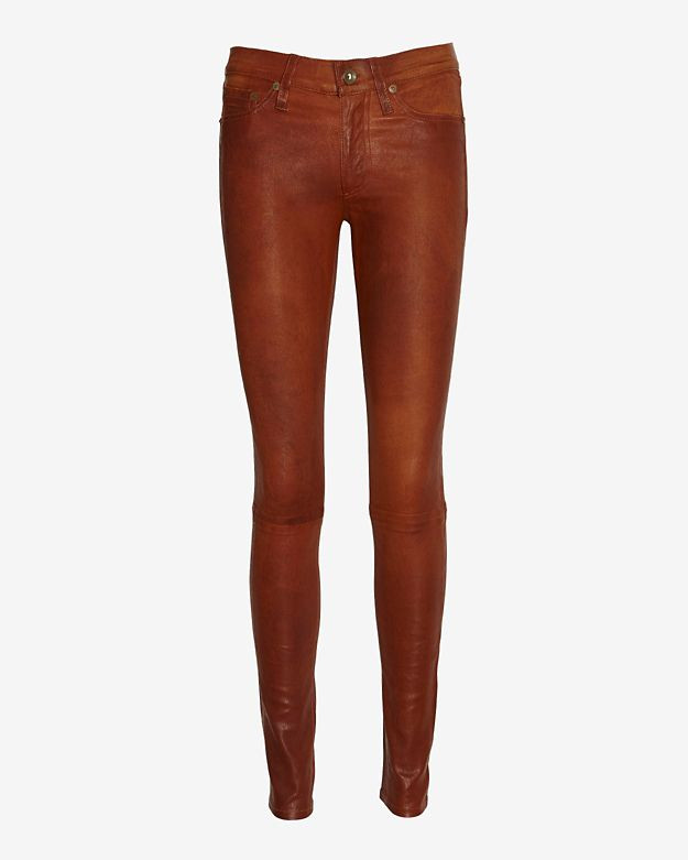 Rag & bone/JEAN Washed Leather Pant: Cognac | Intermix