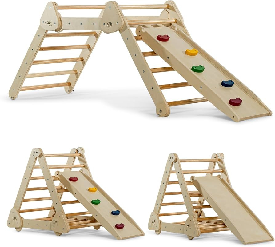 Avenlur Vicus 4 in 1 Montessori Climbing Set - Wooden Climbing Gym - Triangle Ladder, Rock Climbi... | Amazon (US)