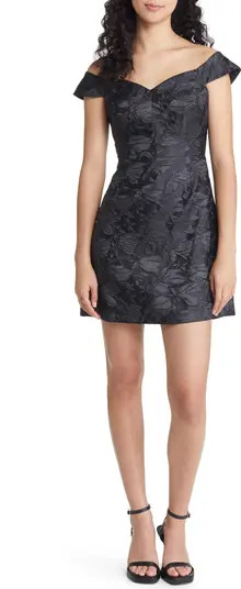 Lulus You're All Heart Off the Shoulder Leaf Jacquard Cocktail Minidress | Nordstrom | Nordstrom