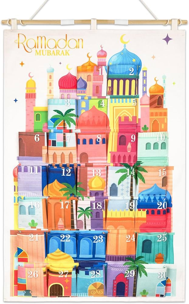 HOWAF Ramadan Advent Calendar, Ramadan Calendar Reusable Fabric Advent Calendar 30 Pockets Countd... | Amazon (CA)