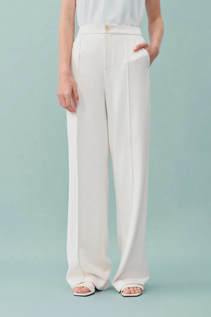 Domi White Buttoned Straight Leg Sweatpants | Fabrique