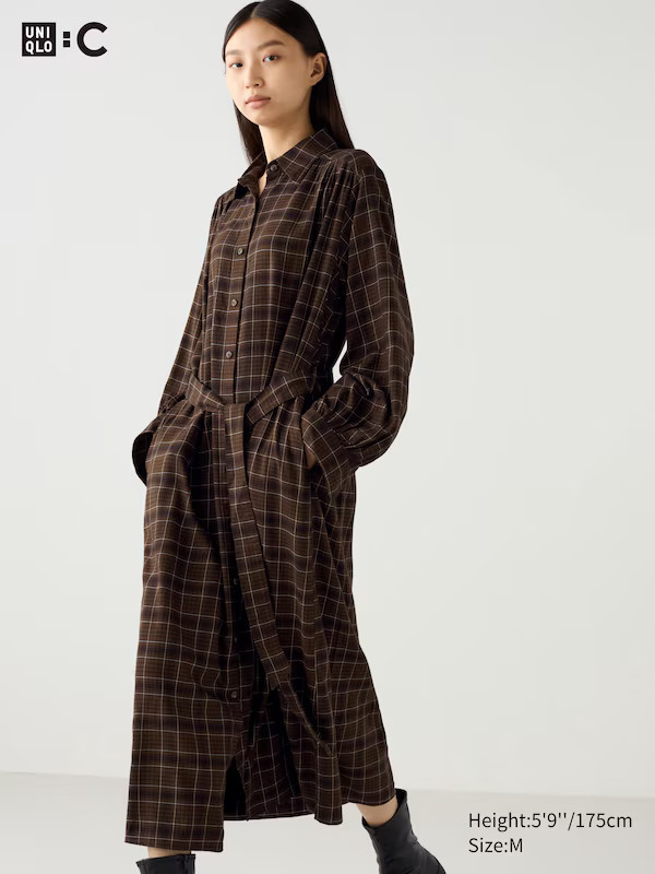 Belted Shirt Dress | Checked | UNIQLO (US)