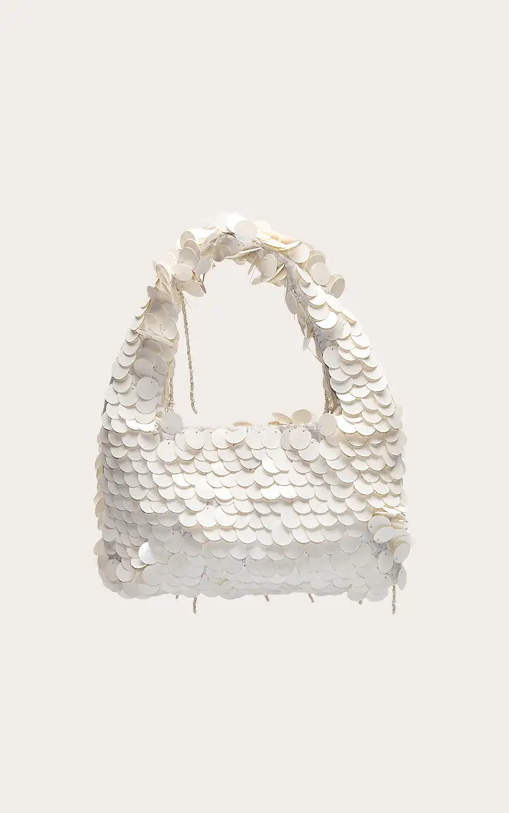 White Sequin Shaggy Mini Bag | PrettyLittleThing | PrettyLittleThing UK