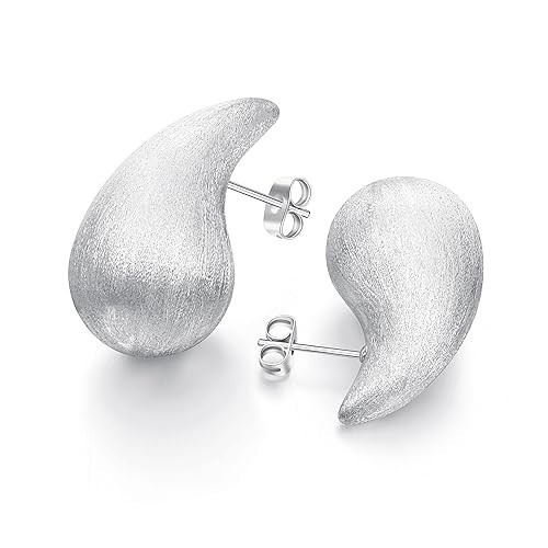 Brushed Teardrop & Hoop Earrings - Chunky & Lightweight Silver Designs for Women | Amazon (US)