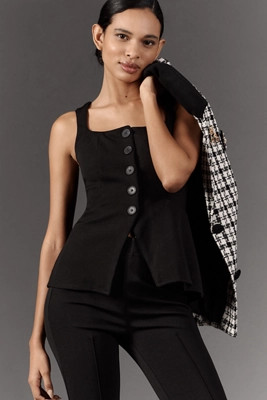 Maeve Fitted Button-Front Square-Neck Vest | Anthropologie (US)