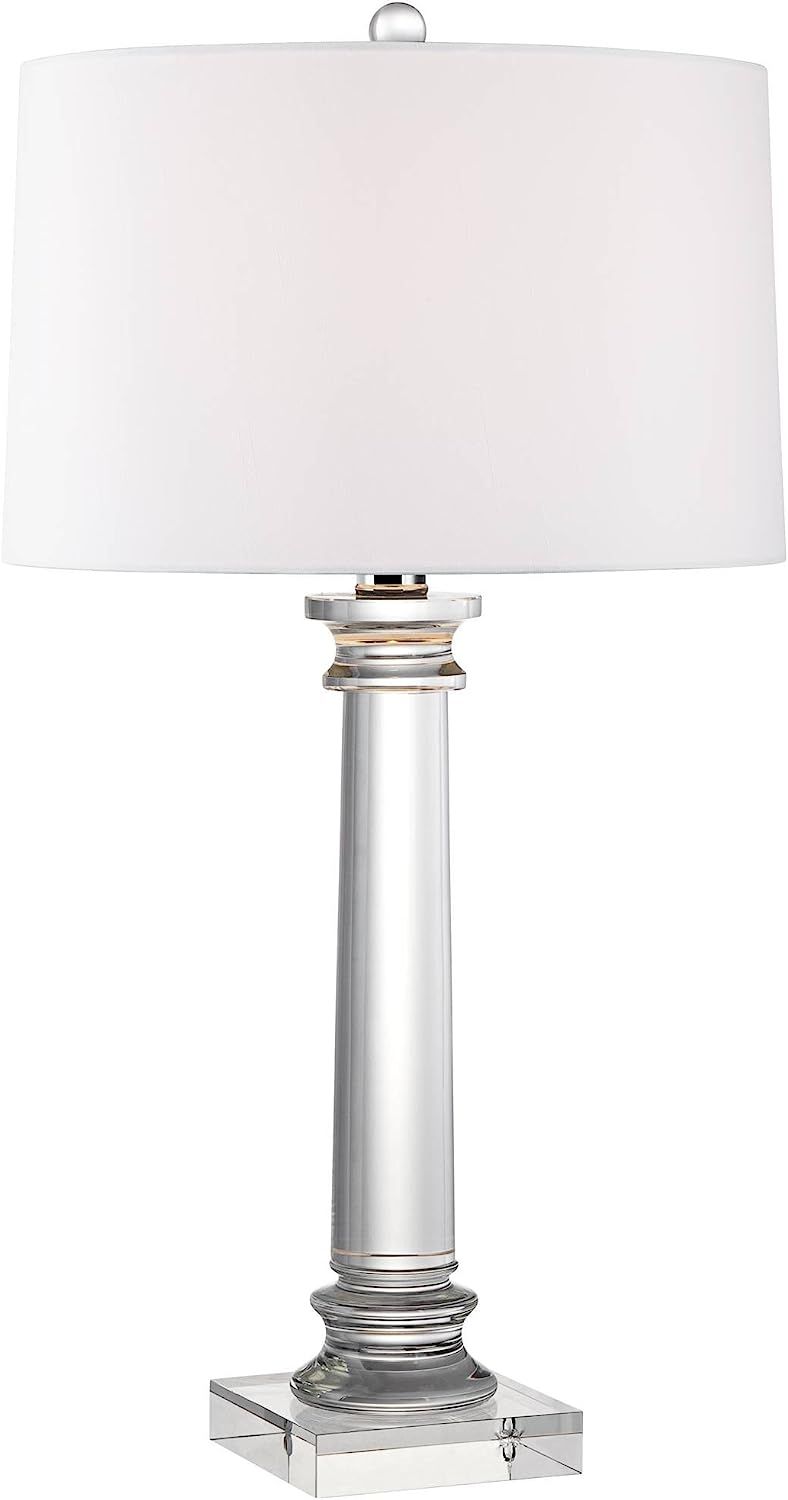 Vienna Full Spectrum Modern Table Lamp 28 1/2" Tall Clear Crystal Column White Drum Shade Decor f... | Amazon (US)