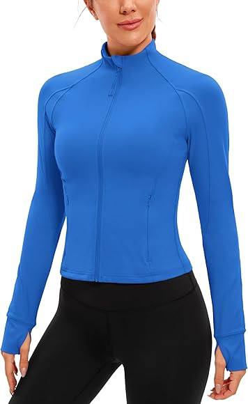 CRZ YOGA Butterluxe Womens Cropped Slim Fit Workout Jacket Weightless Track Athletic Full Zip Up ... | Amazon (US)