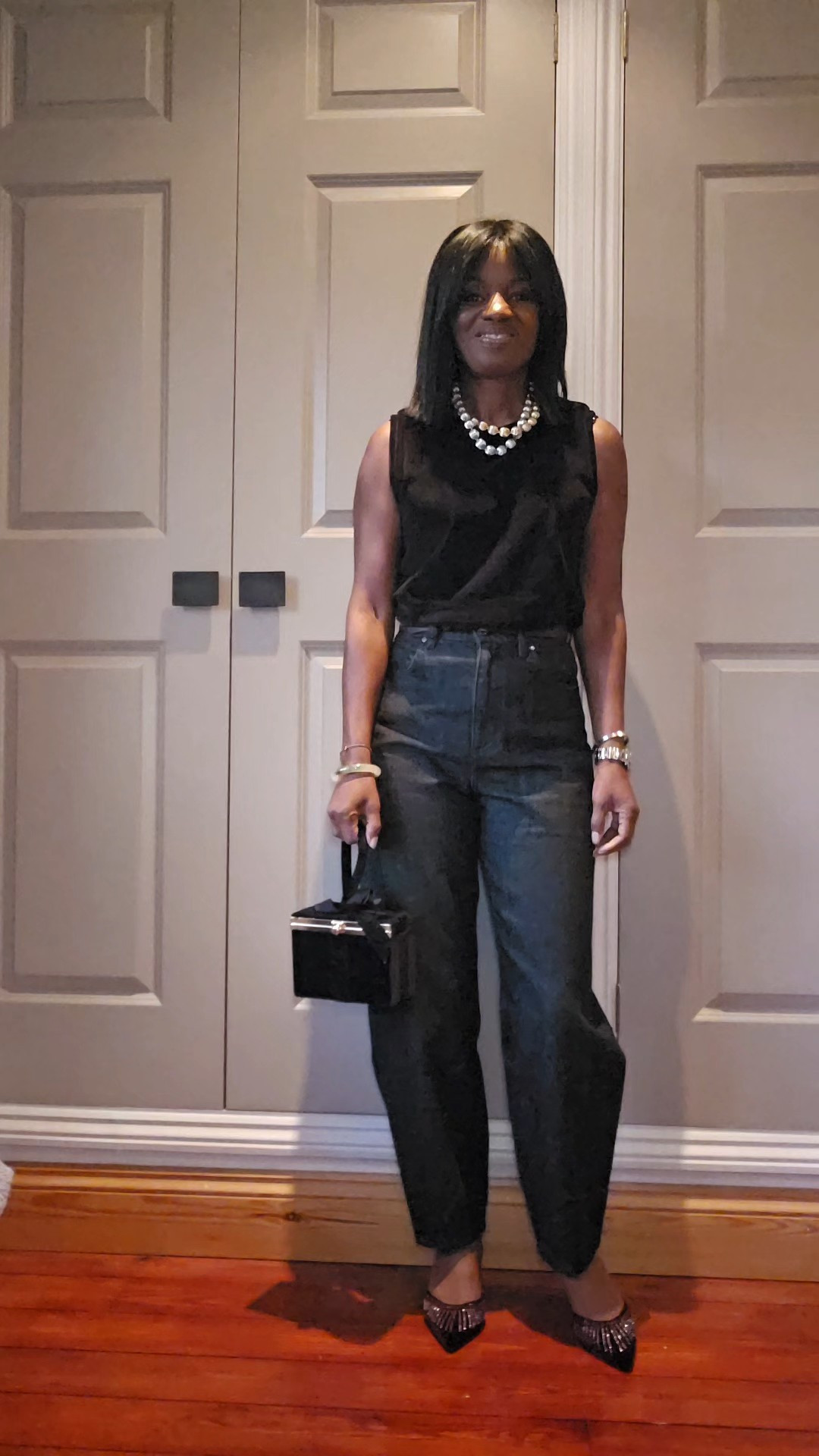 Casual smart party outfit...velvet shoes to elevate the look. Comfortable to wear all day

