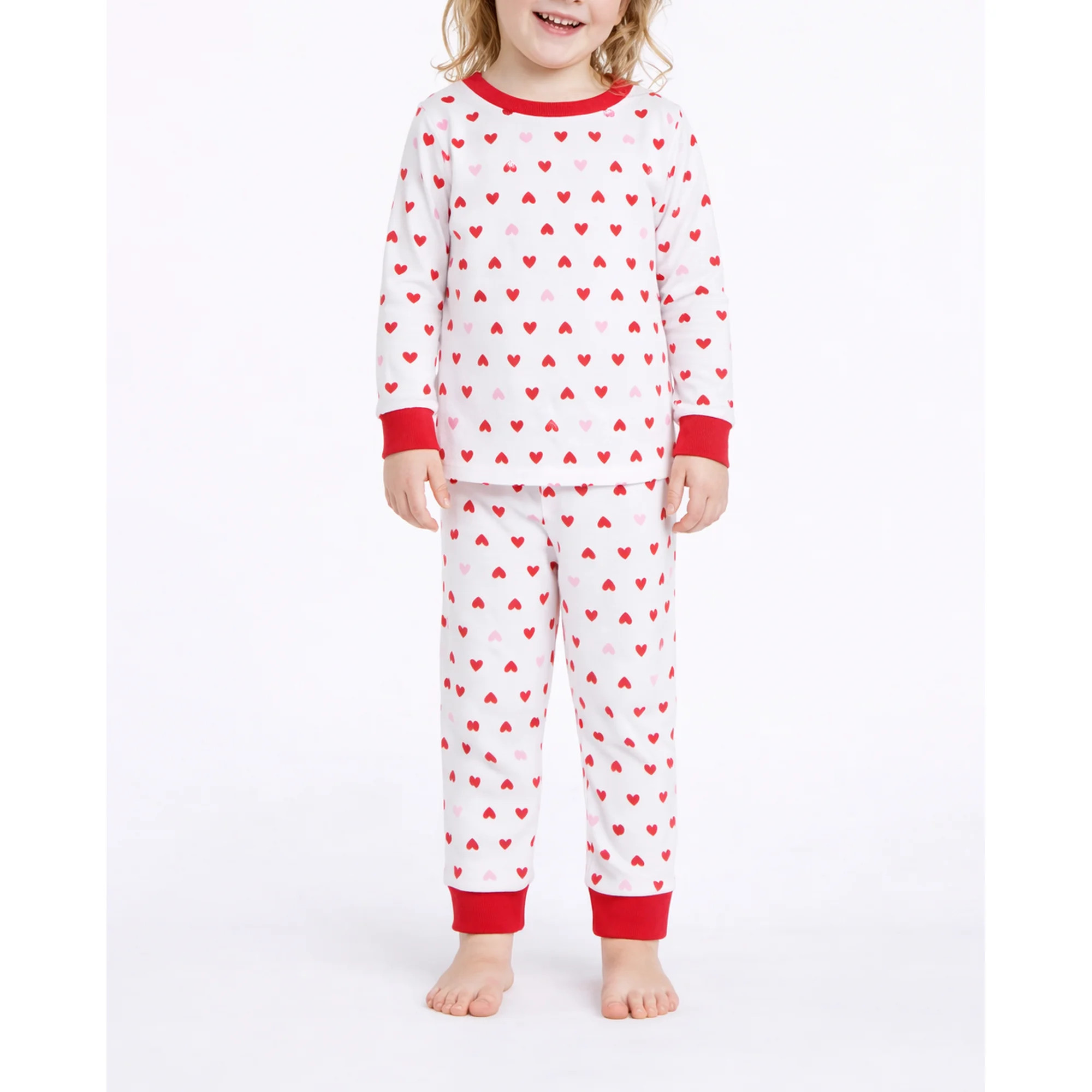 Joyspun Toddlers' Family Matching Cotton Tight Fit Pajama Set, 2-Piece, Sizes 2T-5T | Walmart (US)
