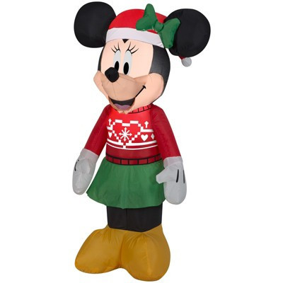 Disney Christmas Airblown Inflatable Minnie in Ugly Sweater Disney, 3.5 ft Tall, Red | Target