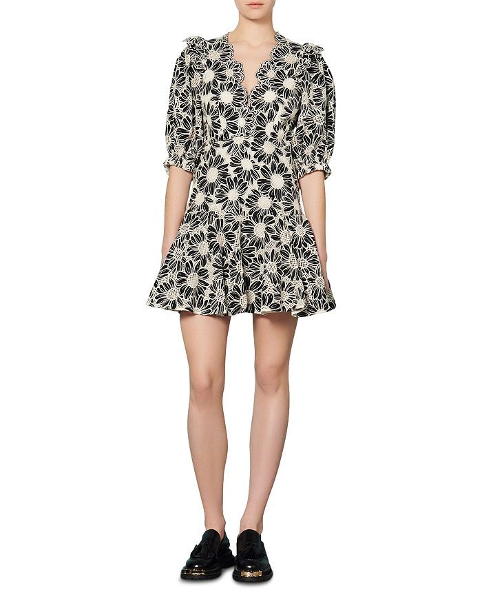Sandro Audrey Embroidered Cotton Lace Dress Women - Bloomingdale's | Bloomingdale's (US)