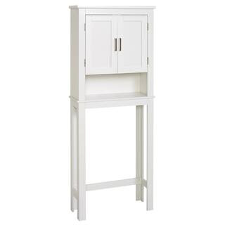 Shaker 26.7 in. W x 68 in. H x 10.1 in. D White Over The Toilet Storage with Adjustable Shelves &... | The Home Depot