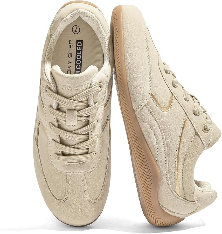 LUCKY STEP Women's Retro Casual Fashion Sneakers Classic Tennis Thin Sole Low Top Lightweight Run... | Amazon (US)