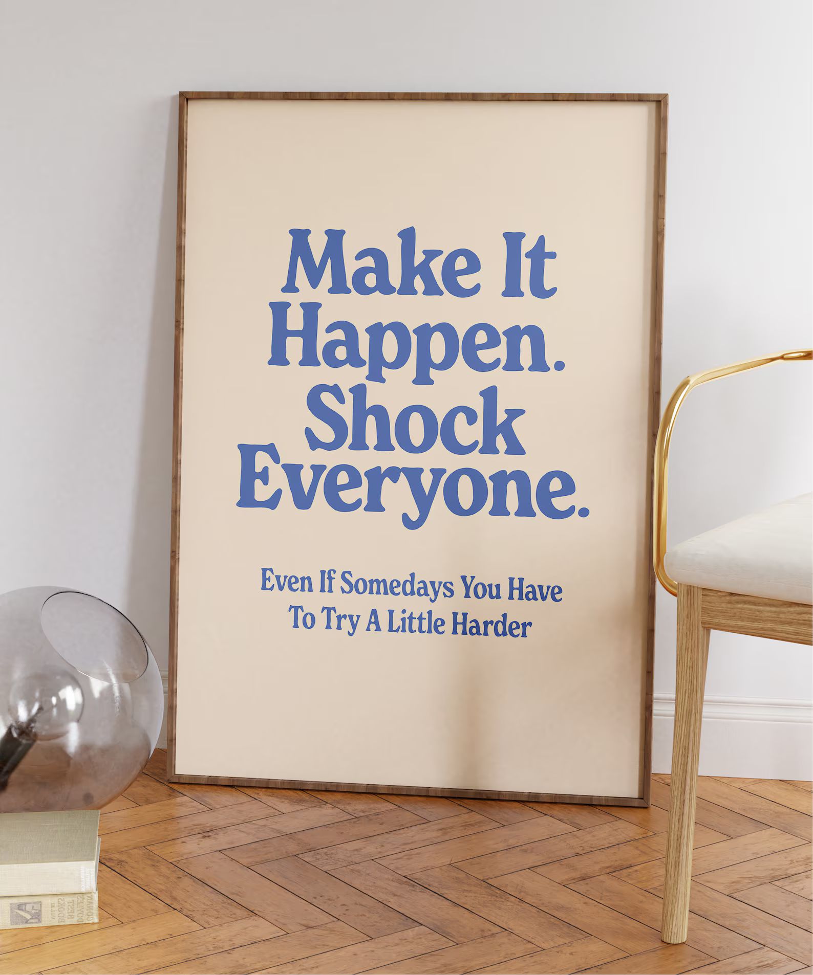 Make It Happen Positive Quote Poster, Motivational Typography Print, Wall Prints Trendy, Daily Mo... | Etsy (US)