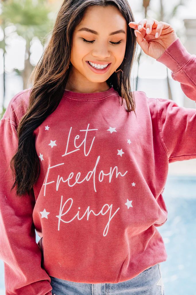 Comfort Colors: Let Freedom Ring Red Graphic Sweatshirt | The Mint Julep Boutique