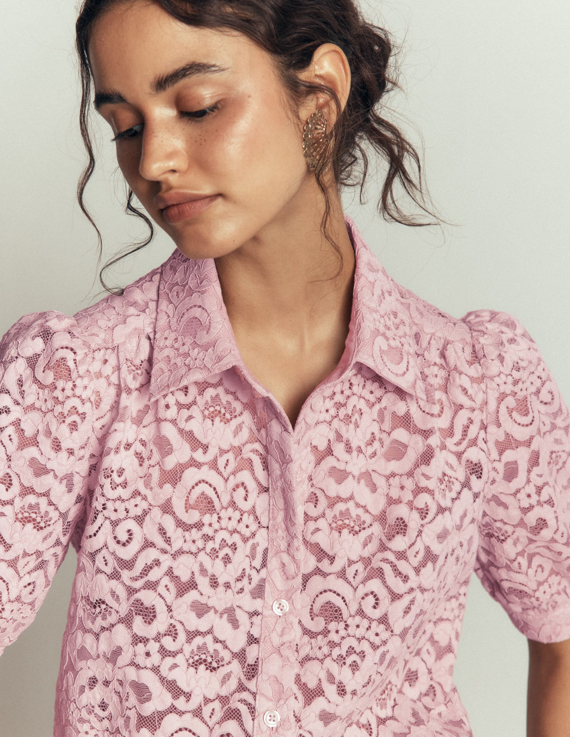 Penelope Lace Shirt-Pink Violet | Boden UK
