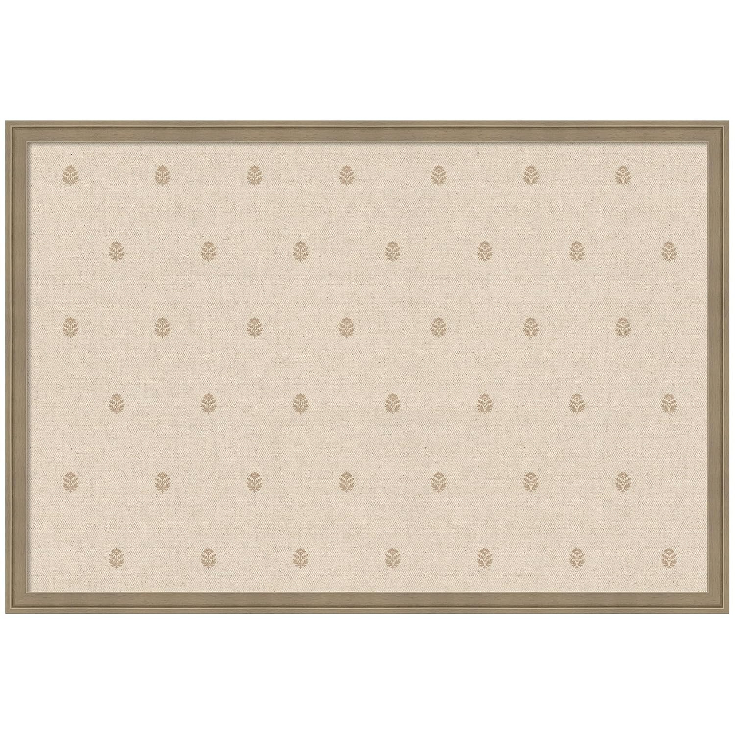 Kate and Laurel Framed Fabric Pinboard 38 x 26, Beige Botanical Block Print Printed Linen Classic Bulletin Board for Use as a Vision Board or Wall Organization, Florence Light Brown Frame | Amazon (US)
