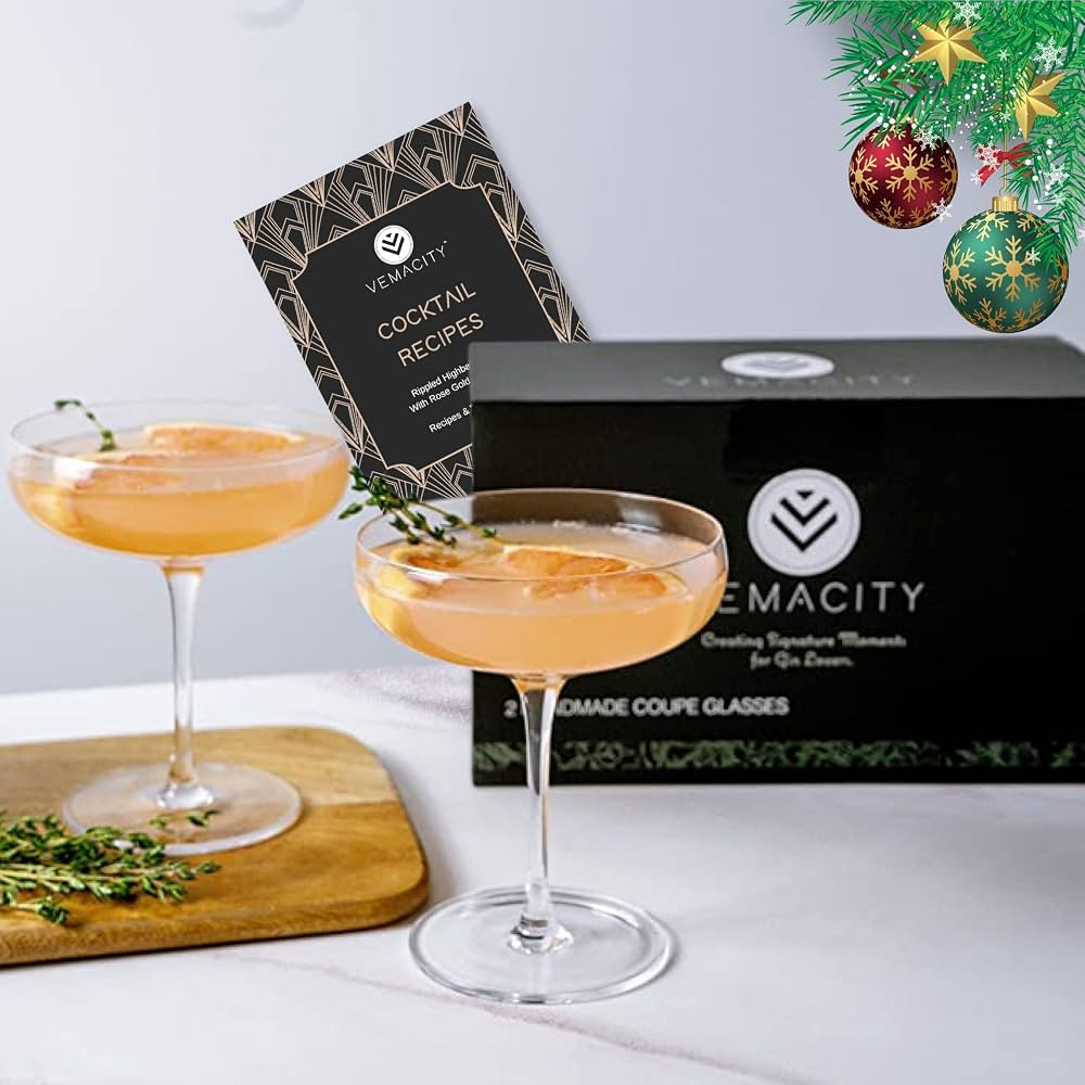 Elegant Coupe Cocktail Glasses Set of 2 | Handmade Crystal Glasses | Quality Champagne Coupe Glas... | Amazon (US)