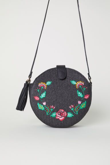 H & M - Embroidered Shoulder Bag - Black | H&M (US + CA)