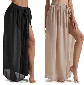 Beach Sarong Pareo Womens Semi-Sheer Swimwear Cover Ups Short Skirt with Tassels | Amazon (US)