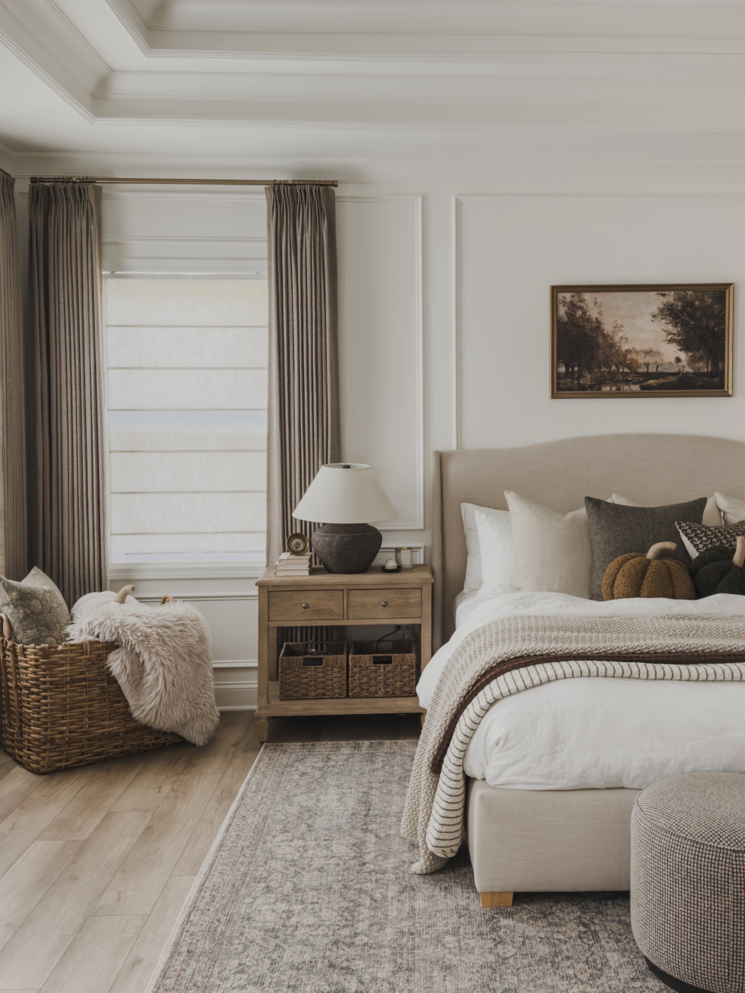 While leaning into my fall bedroom look, I utilized cozy, layered bedding with touches of seasonal pumpkin pillows. Absolutely loving my new curtains with rich tones that help ground my bedroom space.

Home finds, neutral home inspo, fall refresh, cozy bedding details, upholstered bed, neutral wood tones, neutral area rug, ottoman favorites, oversized basket, pumpkin pillow, cozy throw pillow, pinch pleat curtains, fall art, gold details, collected details, cozy bedroom, Wayfair, Galey Alix, Livabliss, Pottery Barn style, found it on Amazon, Target style, Woven Nook, linen detail, linen upholstered bed, shop the look!

#LTKHome #LTKSeasonal #LTKStyleTip