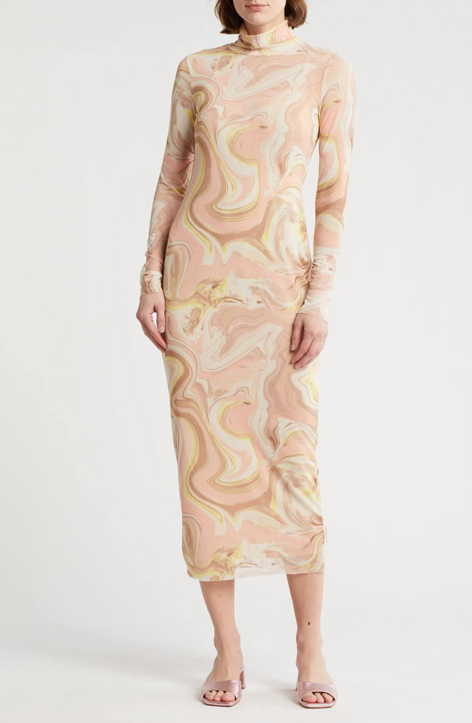 AFRM LOS ANGELES Marni Turtleneck Long Sleeve Mesh Dress | Nordstromrack | Nordstrom Rack