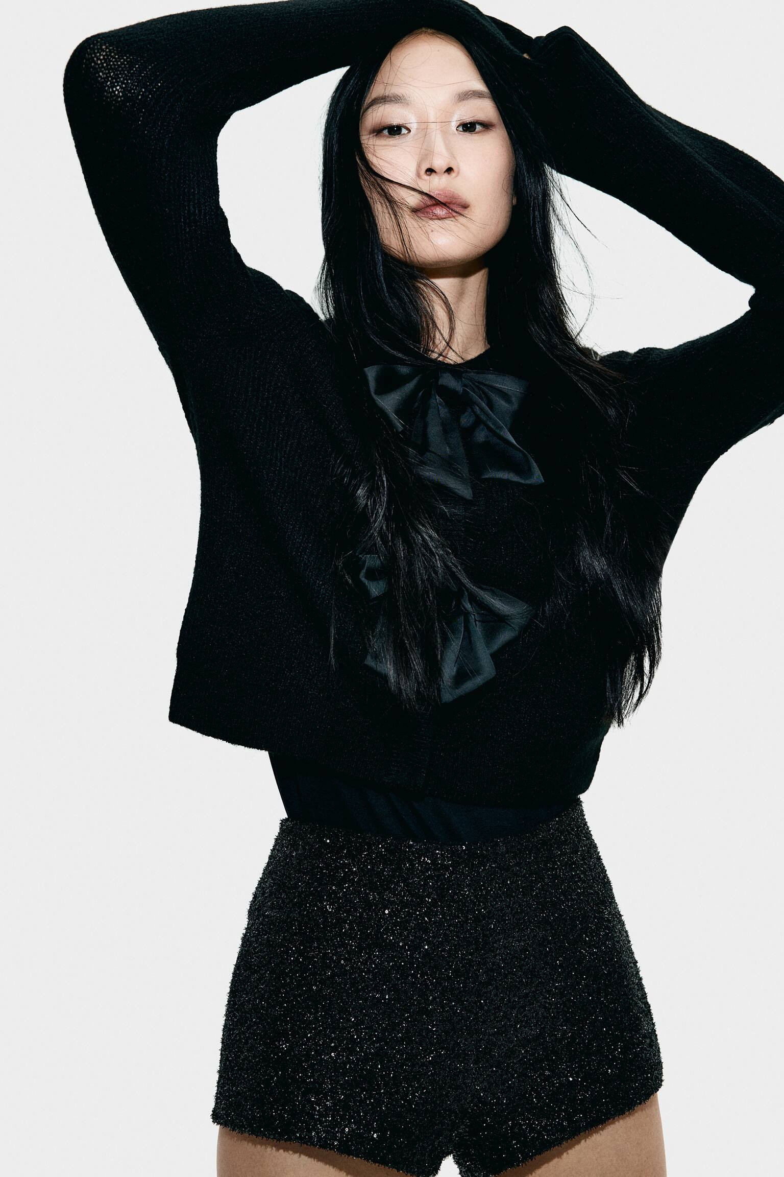 Bow-Front Rib-Knit Cardigan - Black - Ladies | H&M CA | H&M (US + CA)