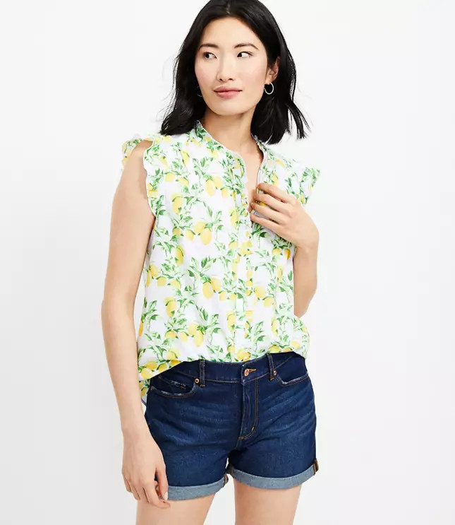 Lemon Ruffle Top | LOFT