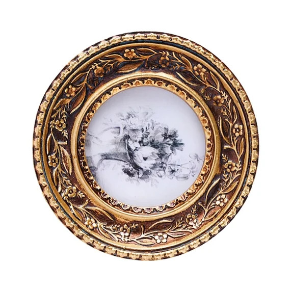 Antique Round Picture Frame Bronze Gold Small Circular Photo Frame For Desktop And Wall Farmhouse... | Walmart (US)