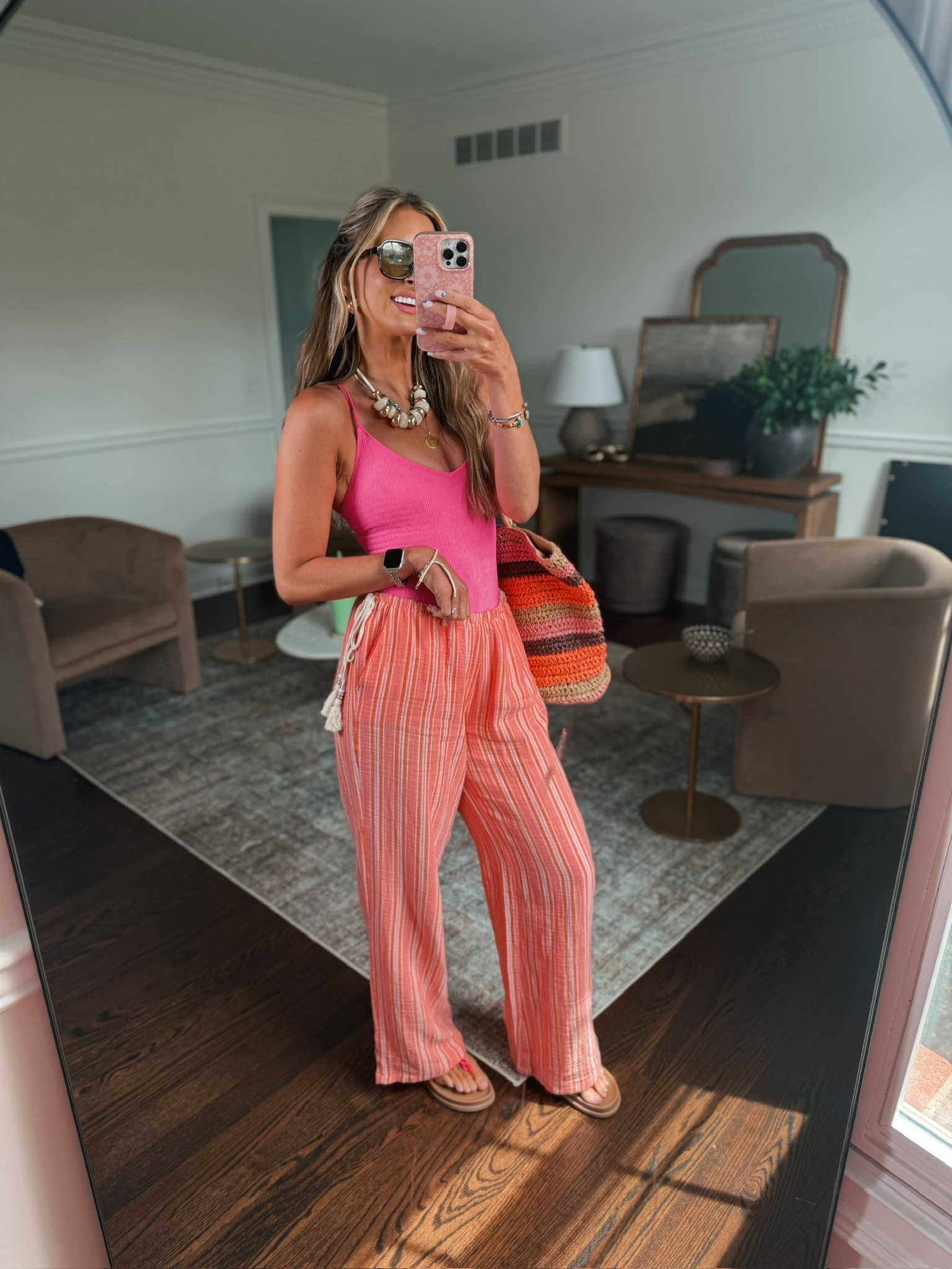 These pants are SO cute!!! The detail in the side ties is adorable. Perfect vacation outfit! And this swimsuit is so flattering.

#LTKmomlife #LTKSwim #LTKTravel